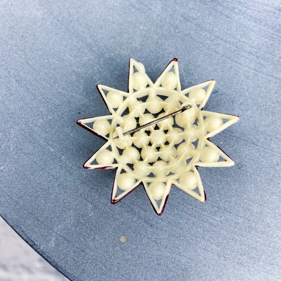 VINTAGE Celluloid Glass Rhinestone Colorful Flower Brooch Sunshine Art Deco Pin - Picture 2 of 6